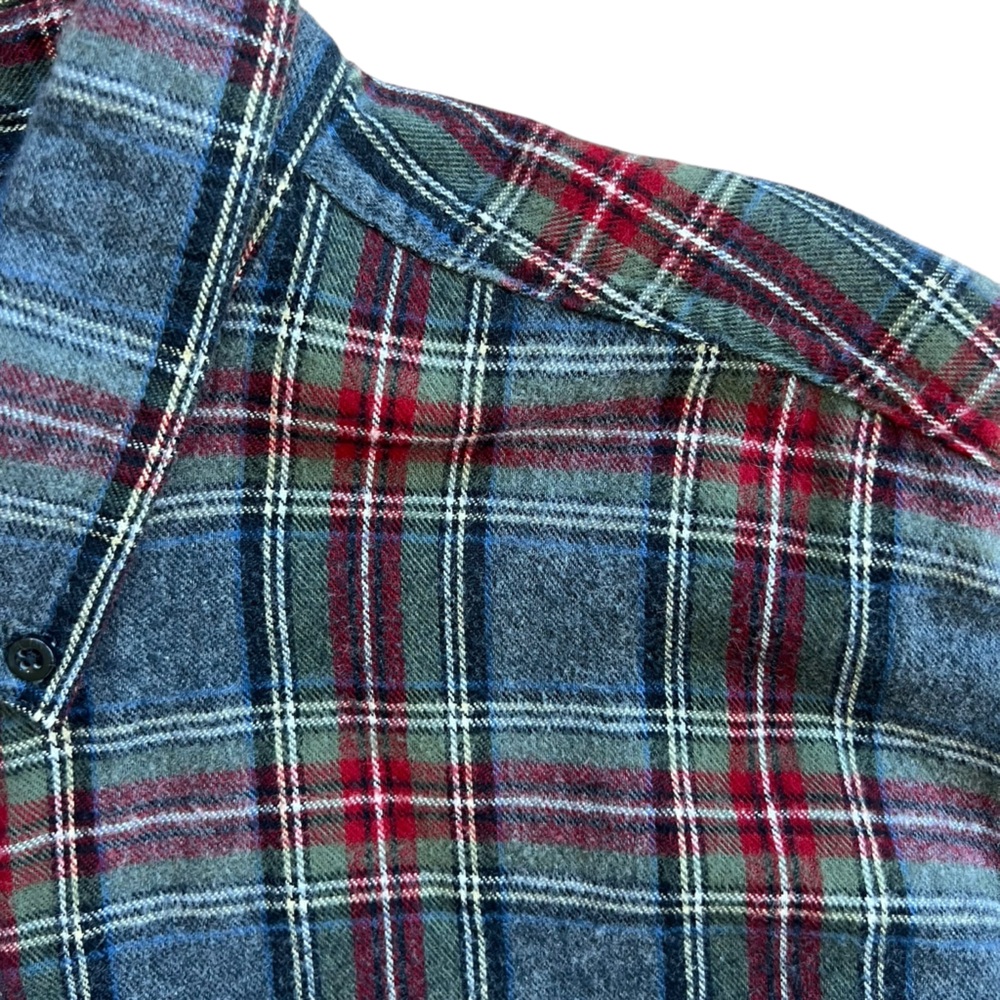 LL Bean Shirt Men’s Scotch Plaid Flannel Size XL Item 228061 100% Cotton‎ Gray - Picture 4 of 10